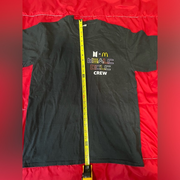 BTS x McDonalds Shirt Adult Medium Black Crew Logo Employee Restaurant Shirt - Picture 2 of 8